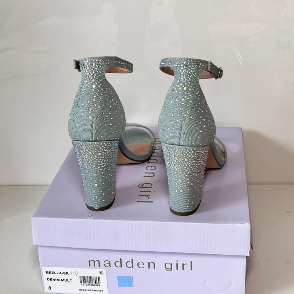 Madden Girl Beella Denim Rhinestone Heels - Picture 5 of 6